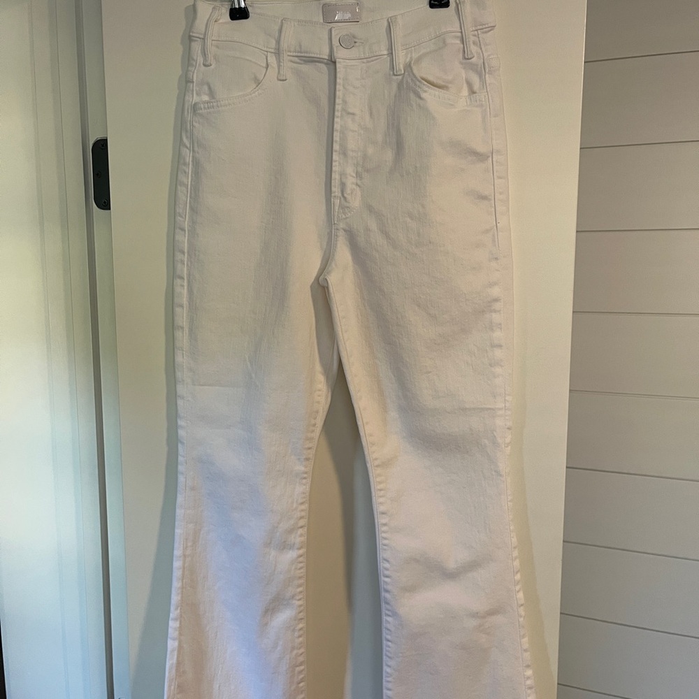 MOTHER Cream Flare Jeans